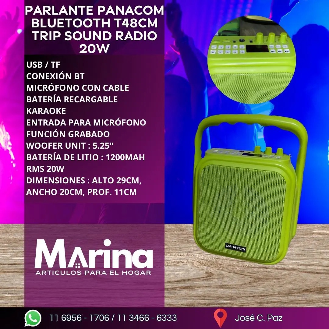 Parlante Panacom Bluetooth T48CM Trip Sound Radio 20 W